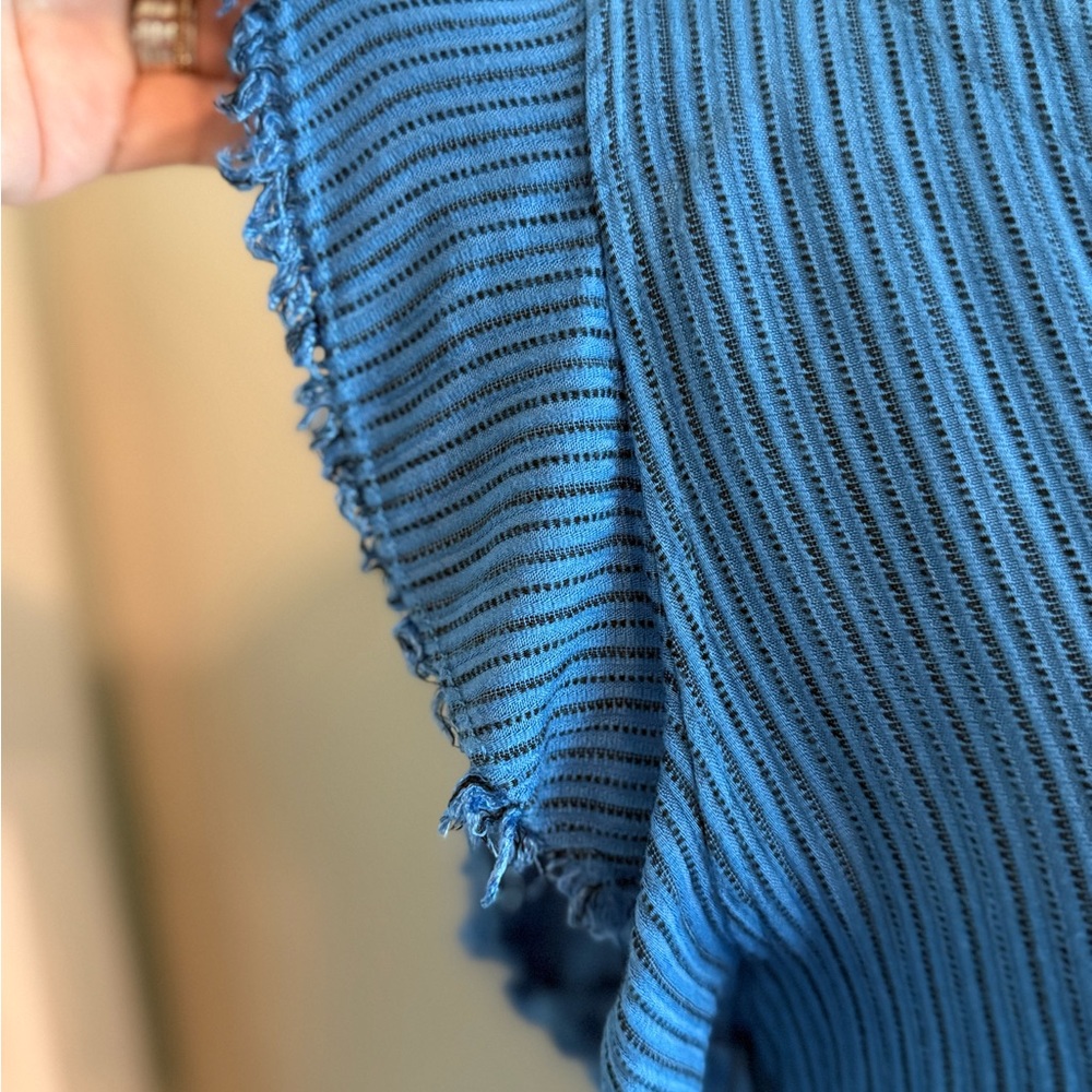 Maven West Blue Ribbed Ruffled Tunic - Picture 4 of 8
